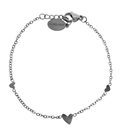 Silver Triple Heart Bracelet