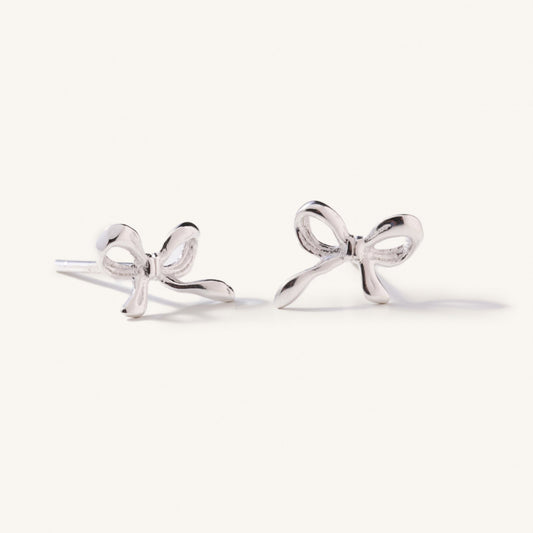 Dainty Silver Bow Earrings