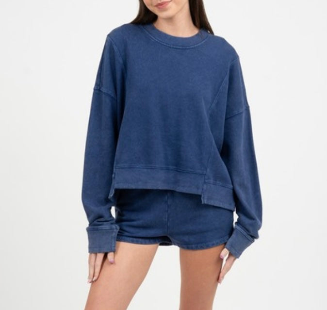 Navy Patina Oversized Sweatshirt