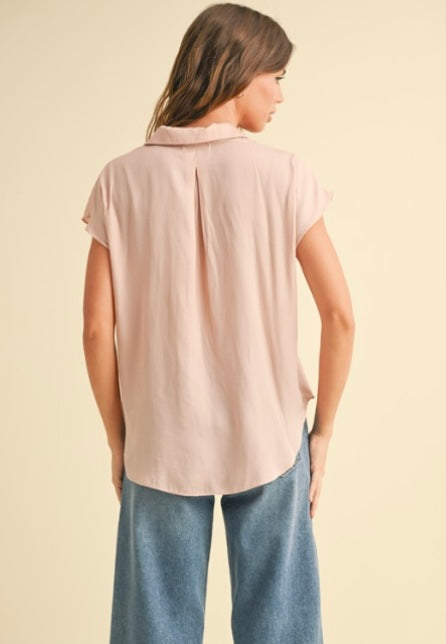 Satin Cap Sleeve in Soft Pink